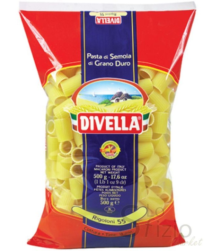 Divella Mezze Maniche 55 aus Hartweizen in 500g Packung. Ideal für Pasta mit kräftigen Saucen und Aufläufe. Traditionelle Herstellung.