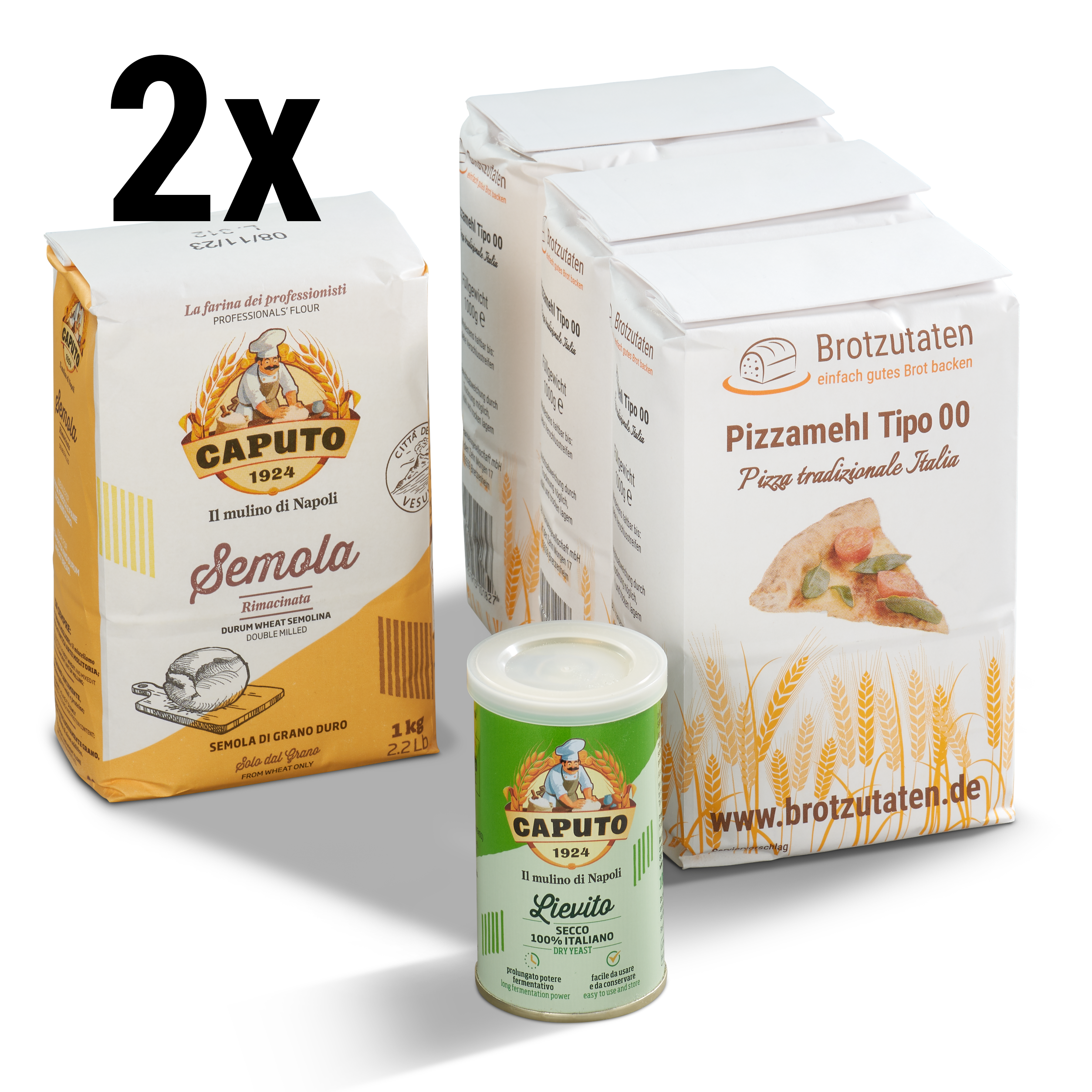 Pizzamehl Starter-Set von Brotzutaten mit Semola Rimacinata und Trockenhefe von Caputo