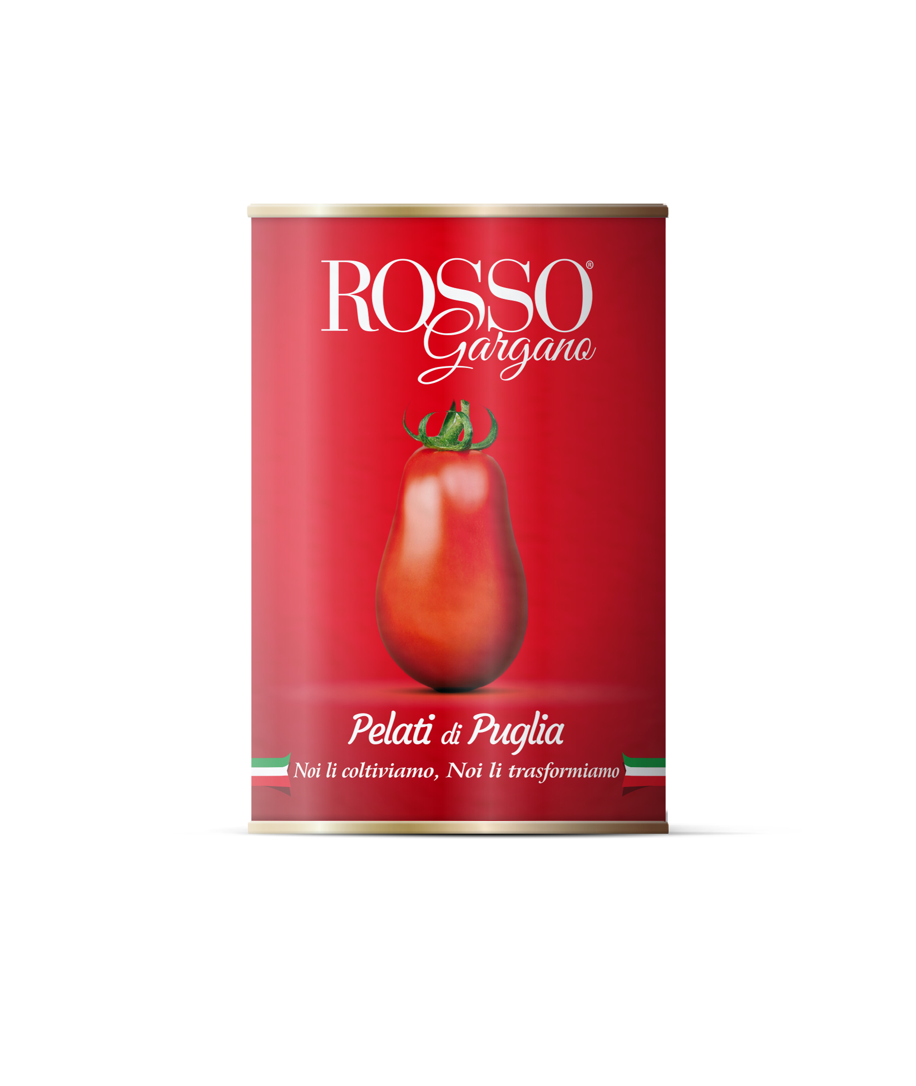 Rosso Gargano Pelati in 400g-Dose, hergestellt aus 100% geschälten Tomaten aus Apulien – ideal für mediterrane Gerichte.