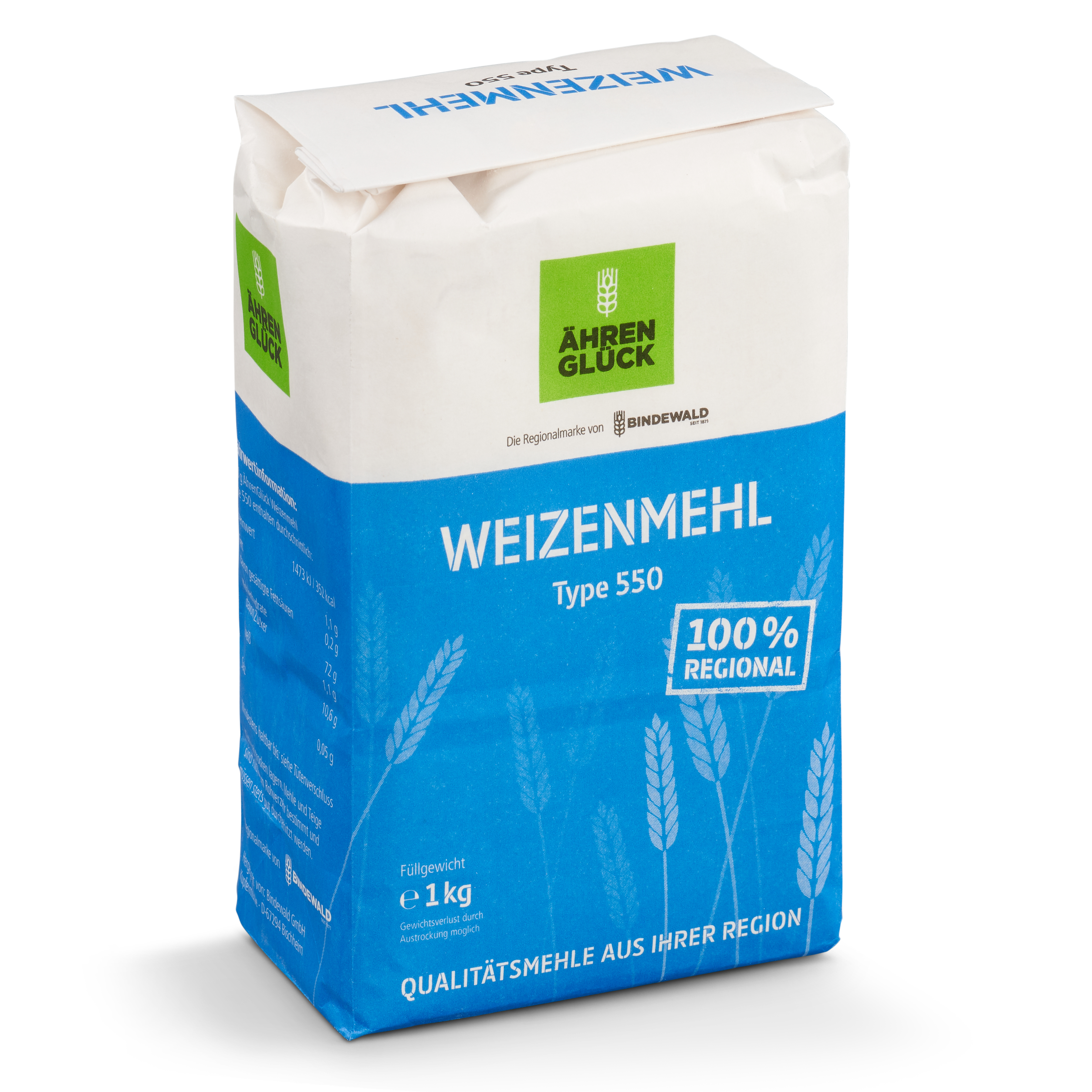 1kg Weizenmehl Type 550 ÄhrenGlück, regional produziert, kurze Transportwege